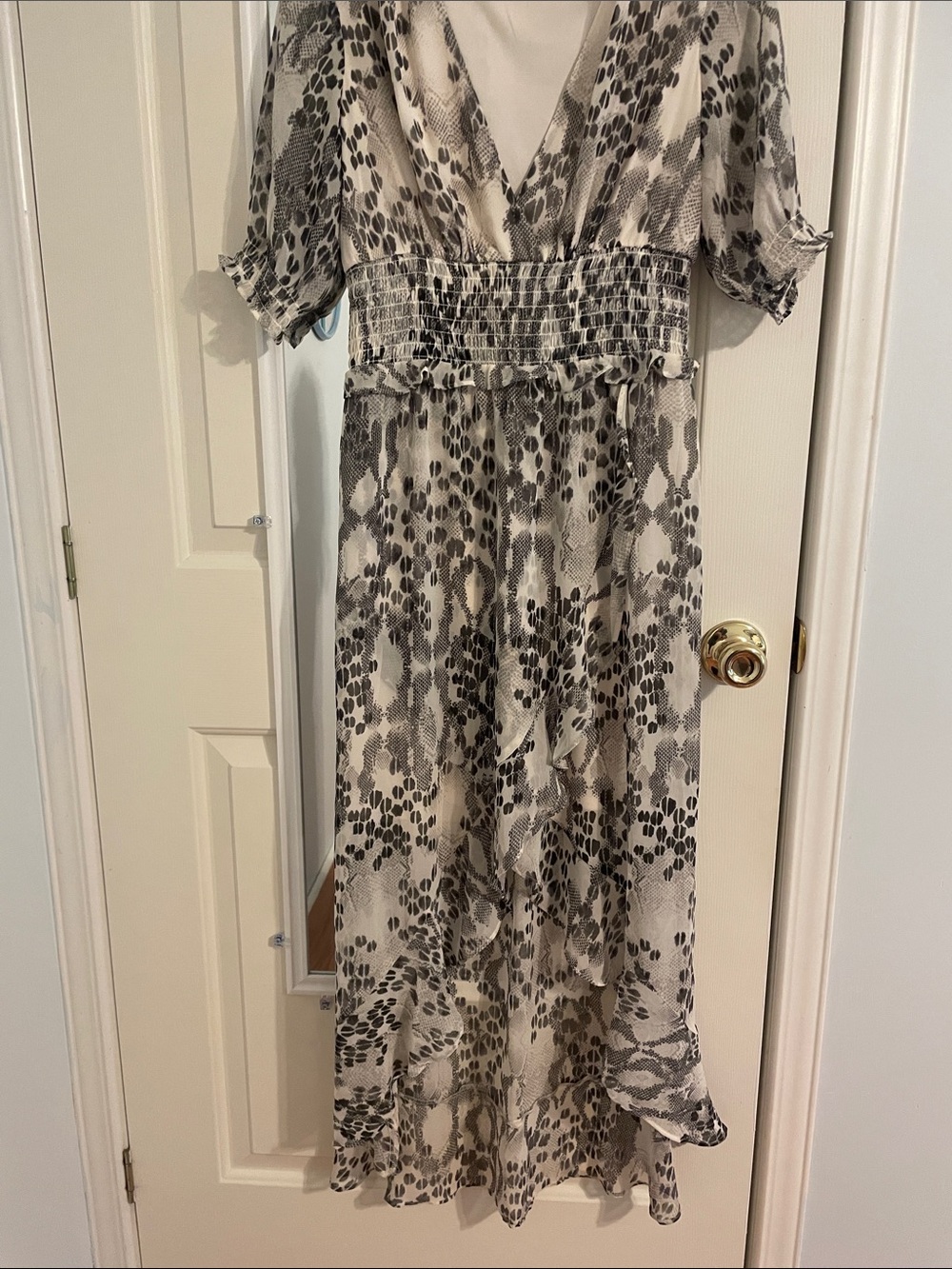 Express Women's Black and White Animal Print Wrap Dress